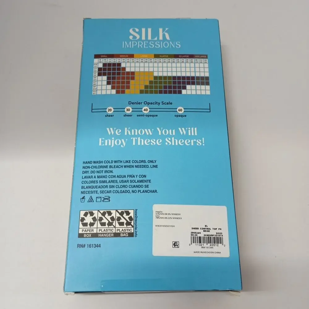 New‎ Silk Impressions Pantyhose Sheer For All Day 4-Pack Size XL Beige 20 Denier